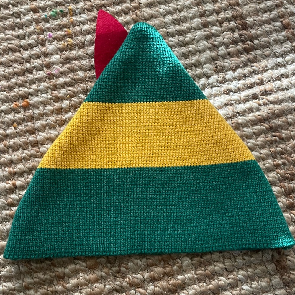 Hanna Andersson Green and Yellow Striped Elf Hat